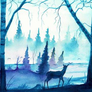 Watercolor winter wallpaper