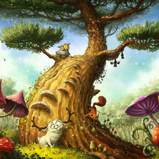 Mushroom fairy wallpaper