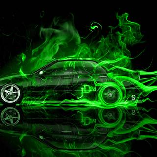 Cars green fire wallpaper