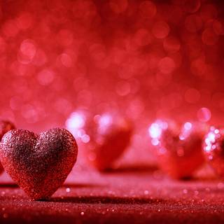 Valentine's Day pink glitter heart wallpaper