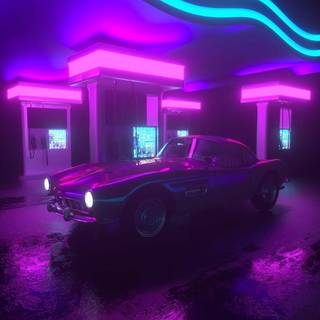 Neon gas station wallpaper