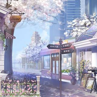 Sakura street wallpaper
