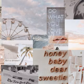 Desktop spring aesthetic collage wallpaper