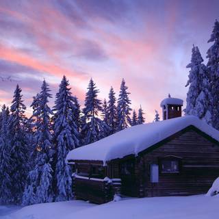Winter cottages wallpaper