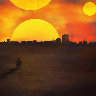 Sunset drawing wallpaper