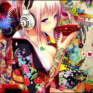 Aesthetic colorful anime girl wallpaper