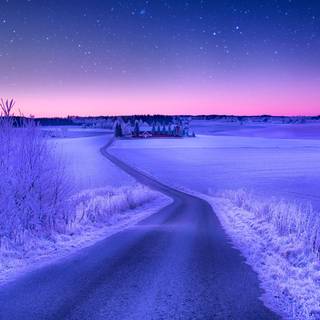 Winter road desktop wallpaper