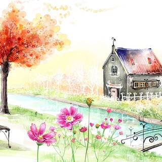 Painted spring wallpaper