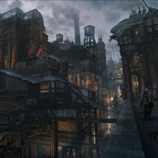 Medieval town wallpaper