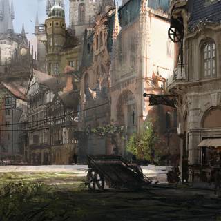 Medieval town wallpaper