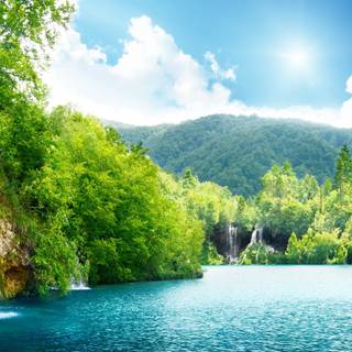 Green waterfall wallpaper