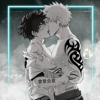 Bakudeku kissing wallpaper