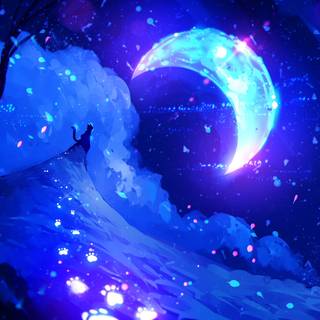 Cat and moon wallpaper