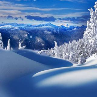 Winter mountain scene wallpaper