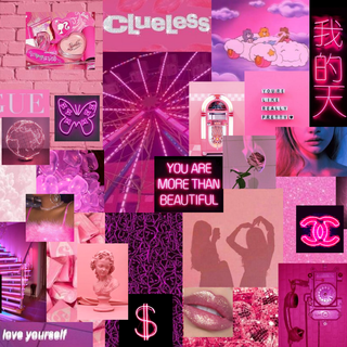 Pink collage neon wallpaper