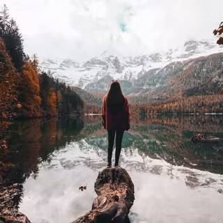 Winter mountain girl wallpaper