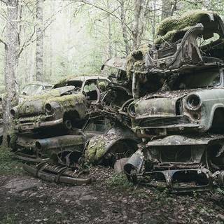 Car graveyard wallpaper