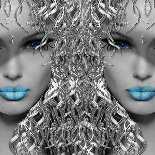 Blue lips wallpaper
