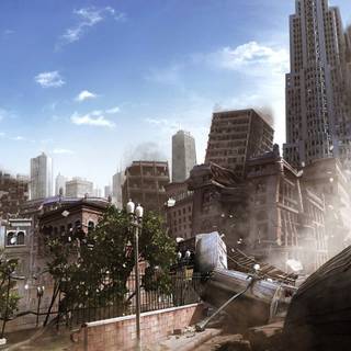 Destroyed building wallpaper