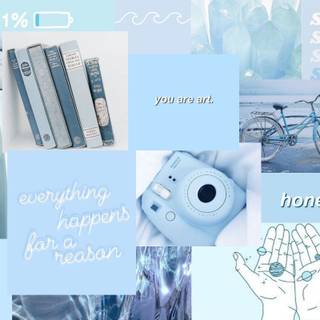 Aesthetic collage blue wallpaper