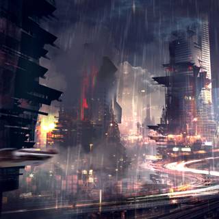 City rain computer wallpaper
