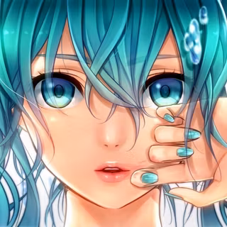 Anime girl with blue hair wallpaper