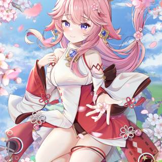 Yae Miko HD iPhone wallpaper