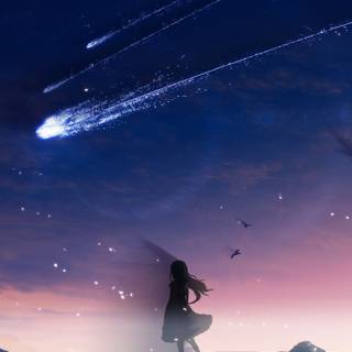 Blue and black anime sky wallpaper