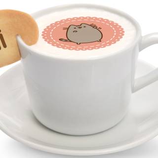 Pusheen drinking coffee wallpaper