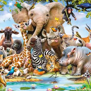 Tropical safari wallpaper