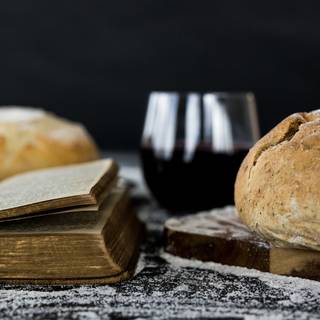 Bread and wine wallpaper