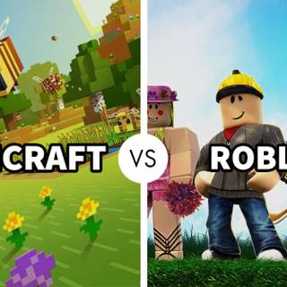 Minecraft vs Roblox wallpaper