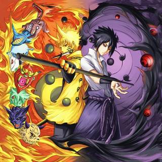 Naruto and Sasuke fight wallpaper