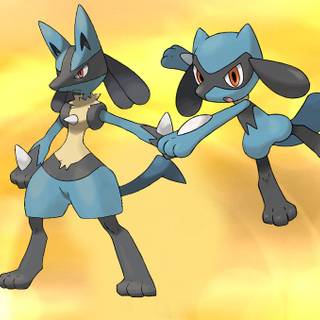 Shiny Riolu and Lucario Pokémon wallpaper