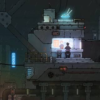 Futuristic pixel art wallpaper