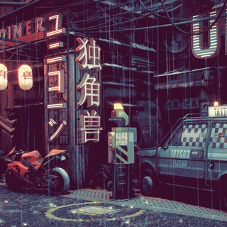 Futuristic pixel art wallpaper