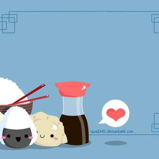 Chibi food wallpaper