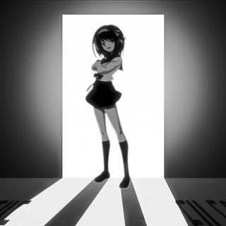 Anime girl aesthetic black and white wallpaper