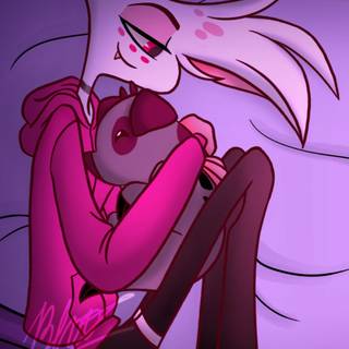 Hazbin Hotel Angel Dust and Fat Nuggets wallpaper