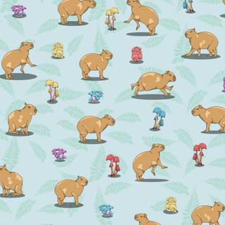 Cartoon capybara wallpaper