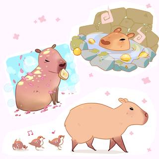 Cartoon capybara wallpaper