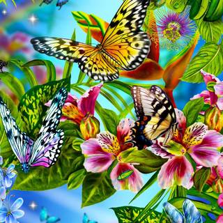 Butterfly floral women wallpaper