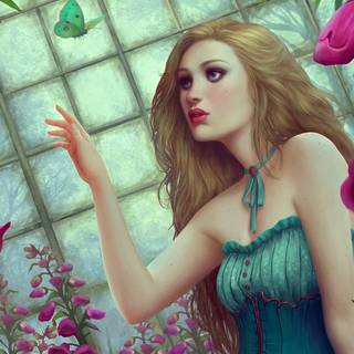 Butterfly floral women wallpaper