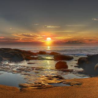 Retro winter sunset wallpaper