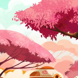 Spring forest illustration wallpaper
