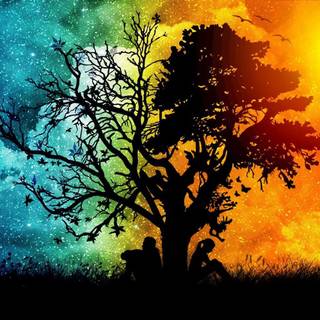 Moon and tree wallpaper