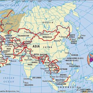 Asia political map wallpaper