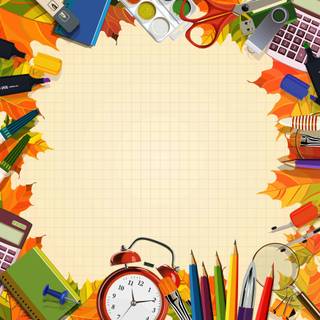Cute school supplies wallpaper