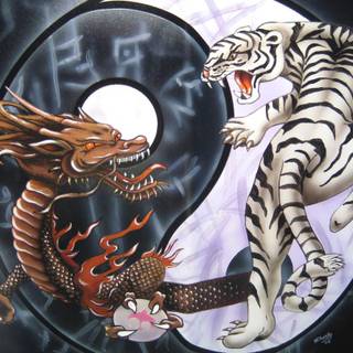 Dragon and tiger wallpaper