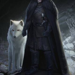Jon Snow and Ghost wallpaper